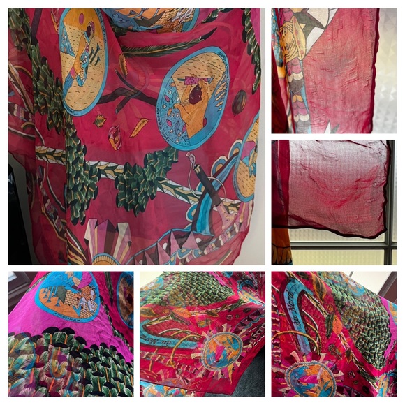 Hermes Scarf. ‘L'Ombrelle Magique’. 100% Muslin Silk. Very Large. Pierre Marie. - Picture 16 of 16